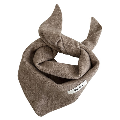 韩国针织三角巾儿童纯色围巾