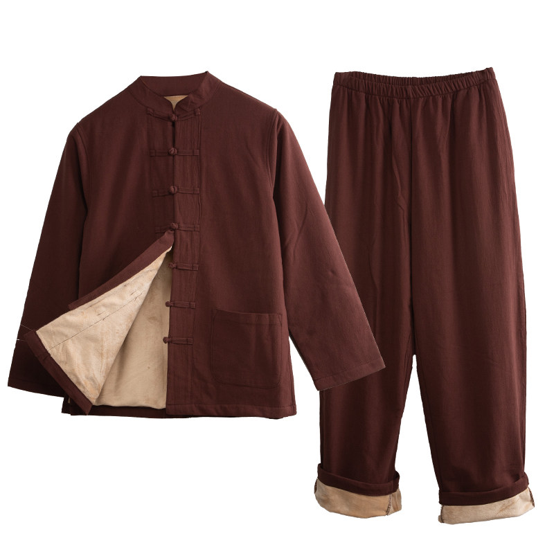 玄善加绒男女唐装中国风中式禅修服居士服禅意棉麻禅服打坐服套装