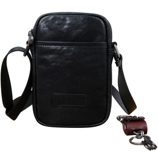 玩爷头层牛皮男士斜挎包真皮迷你小背包休闲随身手机包便携骑行包