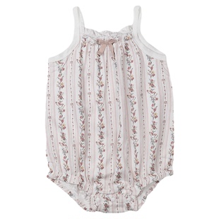 Oak Family夏季新品婴儿衣服吊带包屁衣清凉透气女宝宝爬服哈衣