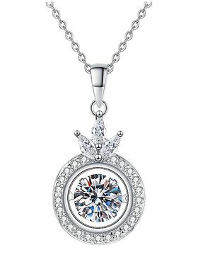 S925纯银皇冠灵动吊坠项链女高级感1克拉莫桑石锁骨链跳动的颈链