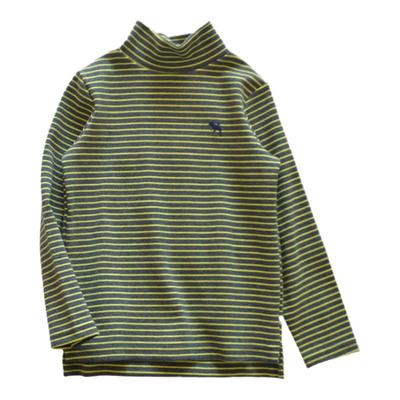 韩版儿童加厚磨毛纯棉条纹中高领打底衫男童女童百搭弹力秋衣