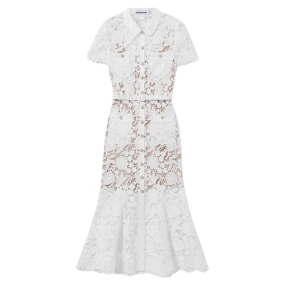 【刘诗诗同款】self-portrait 2026春夏新款白短袖蕾丝连衣裙