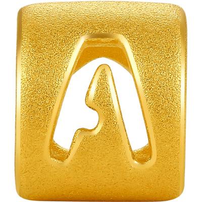 周六福黄金字母转运珠手链情侣款