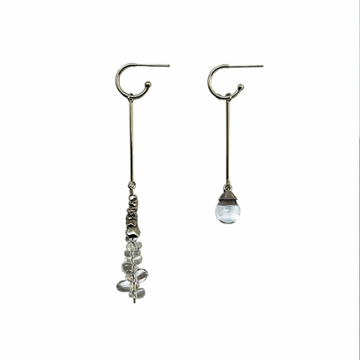 Lightnight天然白水晶纯银耳钩女