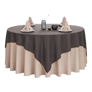 高档酒店桌布饭店餐厅宴会大圆桌圆形棉麻台布简约亚麻高级感定制