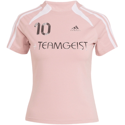 adidas阿迪达斯秋季新款上衣女子足球风运动修身短袖球衣 KE9811