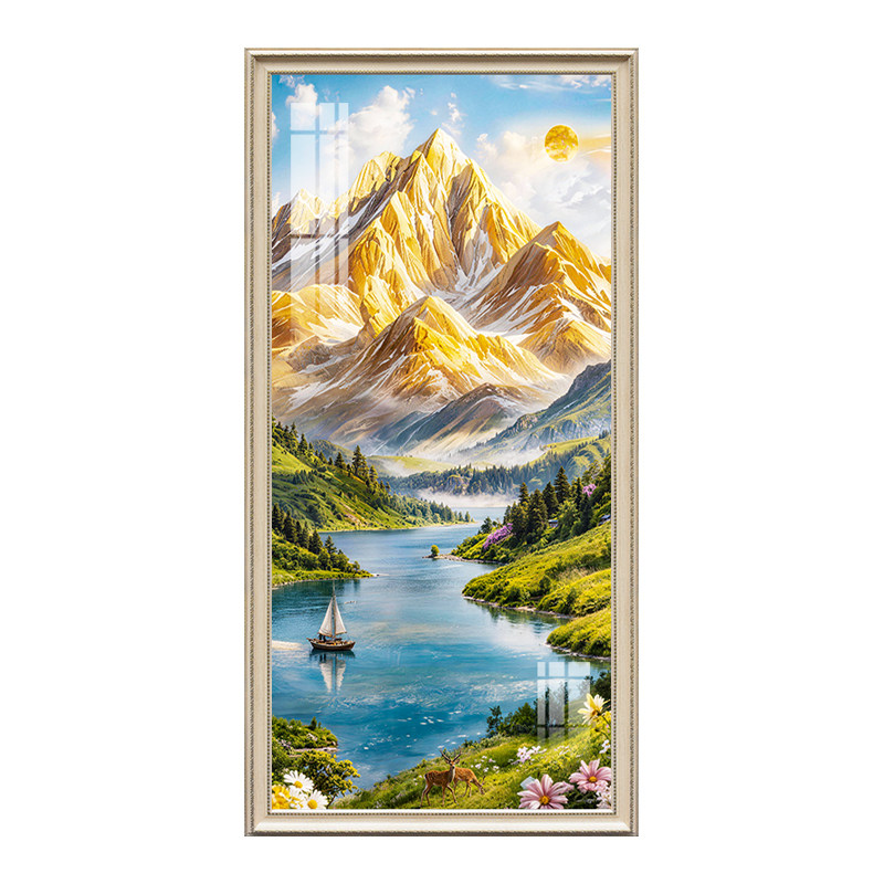 高档欧式雪山风景玄关背景墙壁画