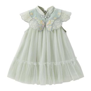 女童连衣裙女宝宝夏款长裙新中式夏梦幻公主纱裙夏装儿童裙子夏天