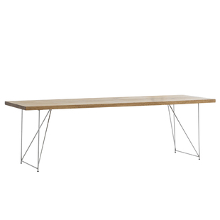 天外云 闲时书桌 法国白橡木办公侘寂风原木窄餐桌子大板家用工作