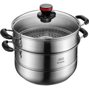 爱仕达蒸锅不锈钢家用26/28/32CM双层蒸笼大加厚三层复底蒸鱼馒头