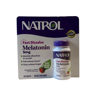 美国直邮Natrol Melatonin褪黑素松果体素5mg 250粒 草莓味咀嚼片