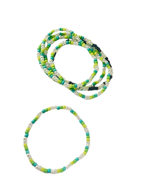 满99元送一条 新中式清新绿色玻璃珠手链 可叠戴清新小手串