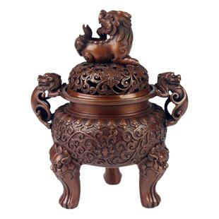 铜聚德纯全铜大明宣德炉紫铜檀香盘香沉香香薰炉家用室内仿古香炉