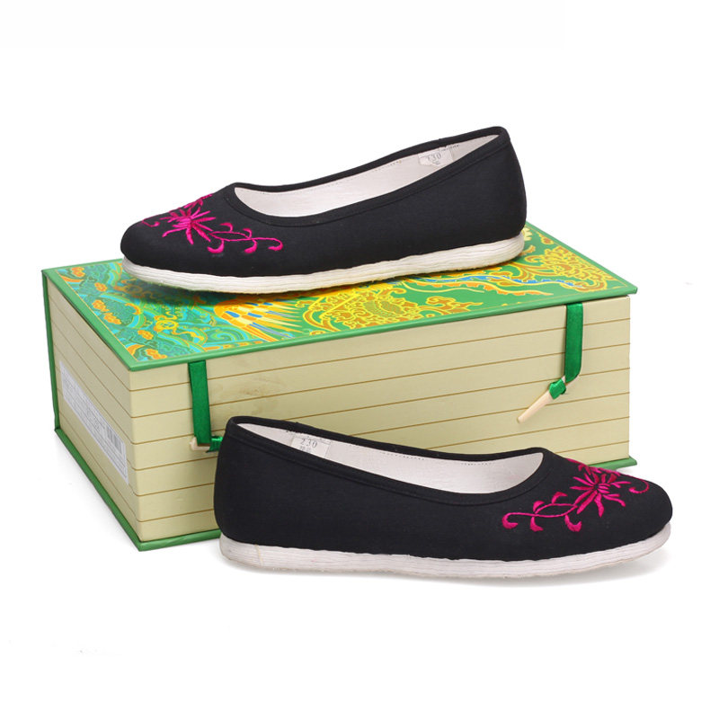 内联升布鞋春秋季女鞋手工千层底女绣花平底单鞋送礼佳品8409A