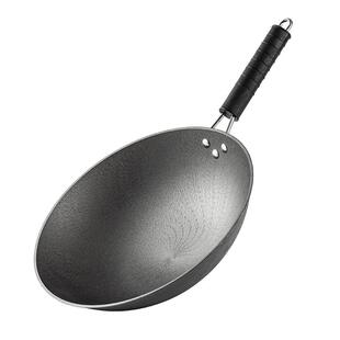 中轶铸铁锅圆底炒锅燃气家用炒菜锅物理不粘锅凹型电磁炉锅无涂层