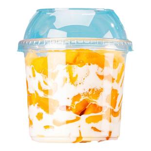 网红水果杯一次性圆形果切汁沙拉波波杯透明加厚布丁酸奶捞碗带盖