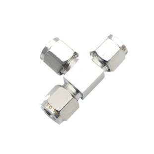 304/316不锈钢卡套接头卡套三通T型等径接头气源铜管钢卡接免焊