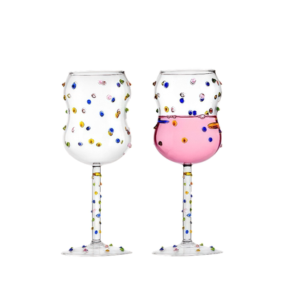 设计款彩点红酒杯少女心高脚杯具