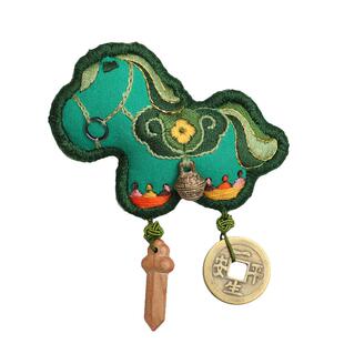 苏朵手工刺绣平安福挂件2026马年健康绿马挂饰玩偶DIY材料包礼物