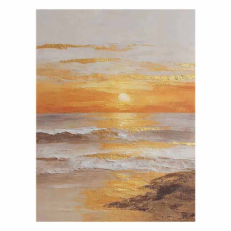 海沐夕光侘寂风肌理玄关挂画
