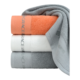 洁丽雅纯棉毛巾女7A抑菌家用酒店毛巾男士纯色缎档面巾全棉擦脸巾