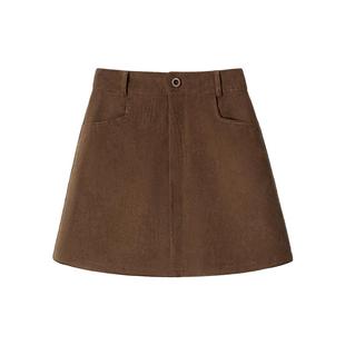 KWV真维斯灯芯绒半身裙女2026新款秋小个子复古短裙a字半裙包臀裙