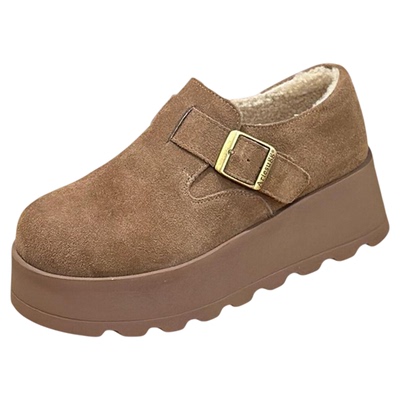 一脚蹬冬季加绒勃肯鞋女保暖棉鞋