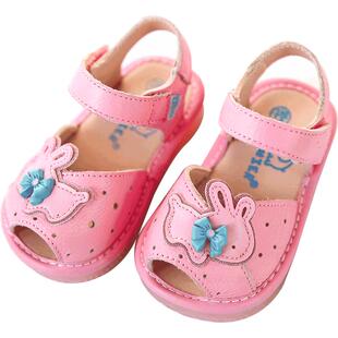 夏季女宝宝凉鞋牛皮鞋1-3-5岁包头软底凉鞋女童公主鞋2韩版童鞋