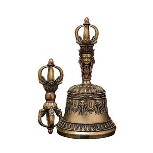 欧斯特五股金刚铃杵室内家用彩珠镶嵌普巴金刚橛桌面铜摆件