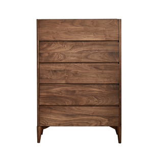 yamoo北美黑胡桃木五斗柜北欧简约收纳储物柜家用客厅实木五斗橱