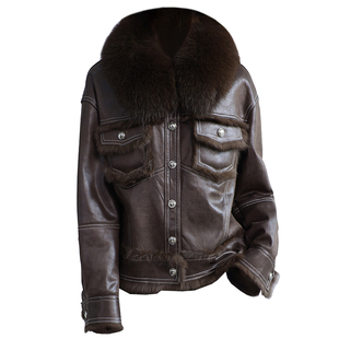 獭兔毛皮草外套女2025冬新短款小个子减龄狐狸毛领真皮毛一体大衣