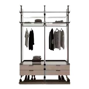 铝合金金属衣柜开放式定制衣帽间骨架铝型材框架立柱落地全铝衣柜