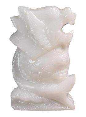 天然白玉鳌鱼摆件风水装饰