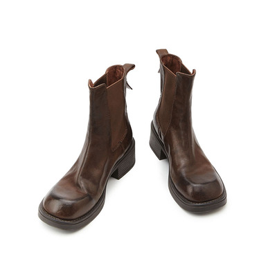 王小毒粗跟水洗切尔西靴