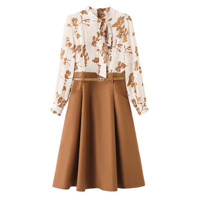 气质温柔风假两件雪纺裙子