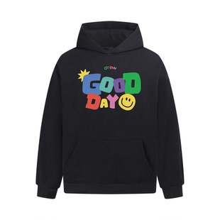 Drew美式潮牌GOOD涂鸦字母印花连帽卫衣男女高街宽松休闲情侣外套
