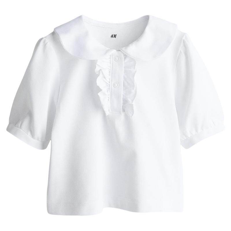 HM童装儿童女童POLO衫夏季COOLMAX®珠地布短袖上衣1271962