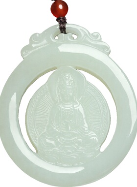 新疆和田玉观音吊坠挂件男士款