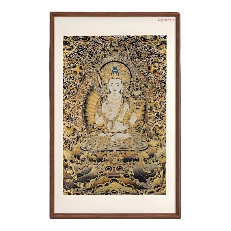 刺绣唐卡虚空藏菩萨中式装饰画