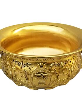 家用全铜聚宝盆双耳如意摆件大号铜香炉中式客厅工艺礼品装饰聚财