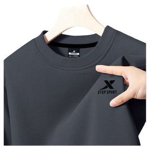 特步卫衣男2026新款冬季官方旗舰加绒长袖套头衫宽松运动上衣男装