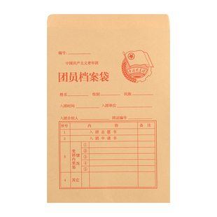 100个新版团员专用档案袋加厚牛皮纸资料文件袋学生信封袋可定制