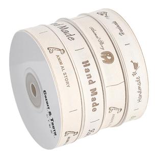 多宽细棉鲜花英文印花包装棉丝带印刷爱心礼盒ins风文具卡通缎带