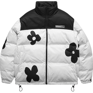 【孙滢皓同款】harshandcruel 趣味手绘花朵潮流感立领羽绒服