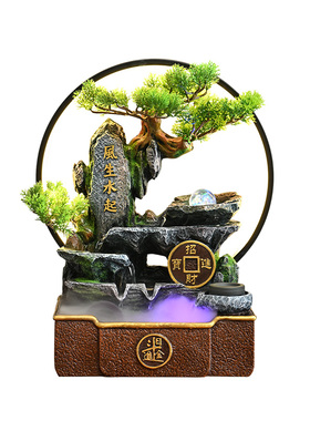 新中式招财风水轮循环水开业装饰