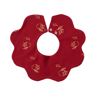 考拉蒂尔 红色口水巾婴儿纯棉围嘴小月龄宝宝新年国风喜庆口水围