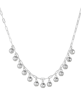 AHCHOO 静奢通勤爆闪碎冰冰球形吊坠项链S925银圆球链条锁骨链女