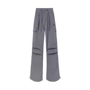 骆驼降落伞工装裤运动长裤女秋春季高腰垂感美式束脚阔腿伞兵裤夏