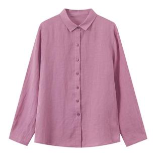 亚麻长袖衬衫女高级感轻奢减龄洋气秋季上衣衬衣女款2025新款爆款